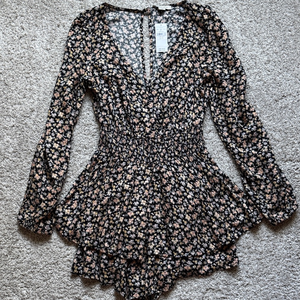 American Eagle Outfitters Black Floral Romper NWT